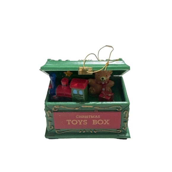 Santa's Secrets Christmas Tree Ornament Limited Ed Green Toy Box - Picture 1 of 5